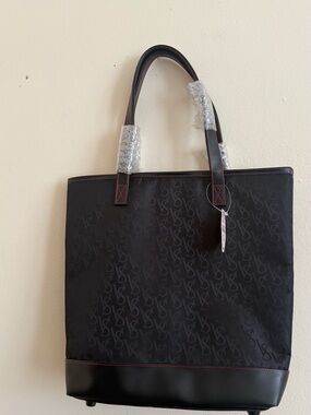 Victoria's Secret Black Monogram Tote with Dark Trim
